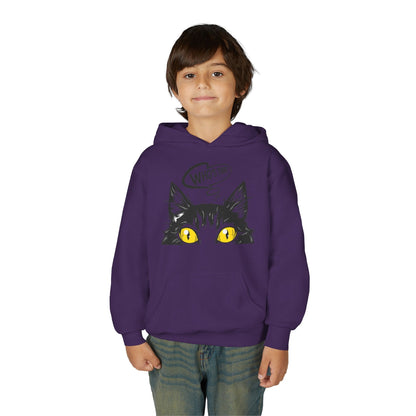 Youth Heavy Blend Hooded Sweatshirt -  Whos there cat Printify