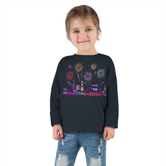 Toddler Long Sleeve Tee - Super kiddo with fireworks with text - [[{"value":"Wonderwear Kid"}]]