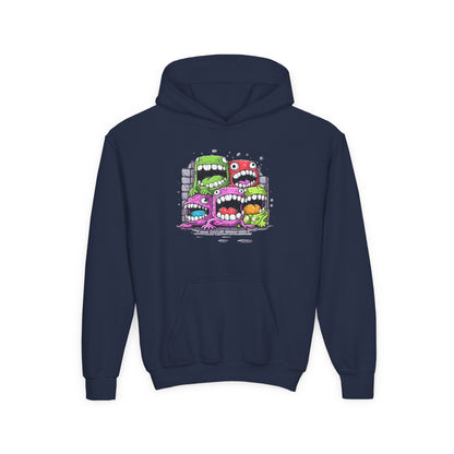 Youth Heavy Blend Hooded Sweatshirt - Cool monster character Printify