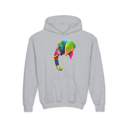 Youth hoodie with adorable elephant design Printify