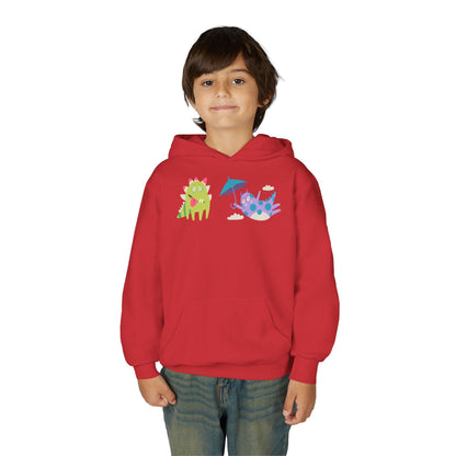 Youth Heavy Blend Hooded Sweatshirt - Monsters playing Printify