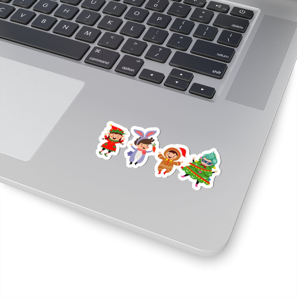 Kiss-Cut Stickers - Super kiddo in christmas tree attire - [[{"value":"Wonderwear Kid"}]]