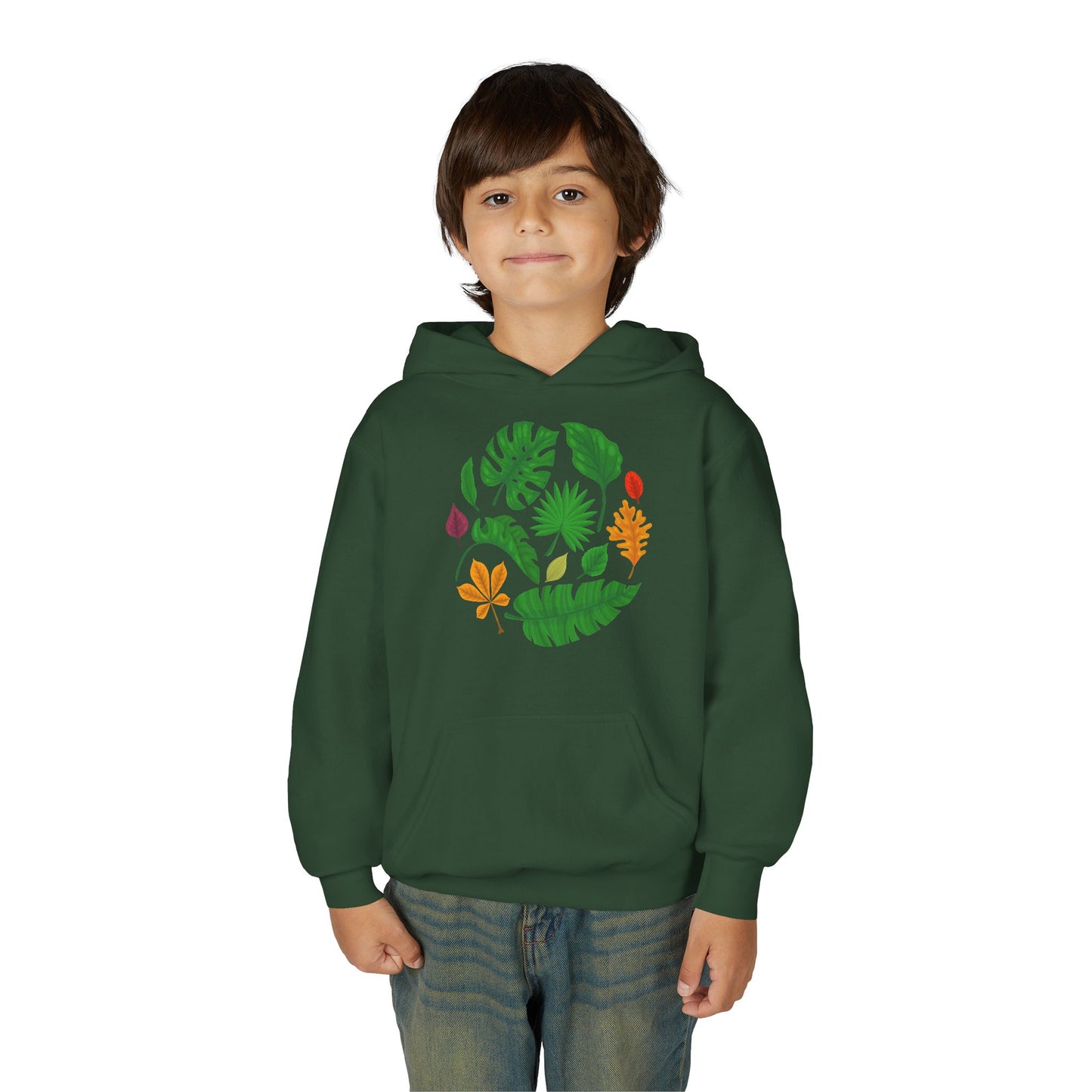 Youth Heavy Blend Hooded Sweatshirt - Beautiful leaves