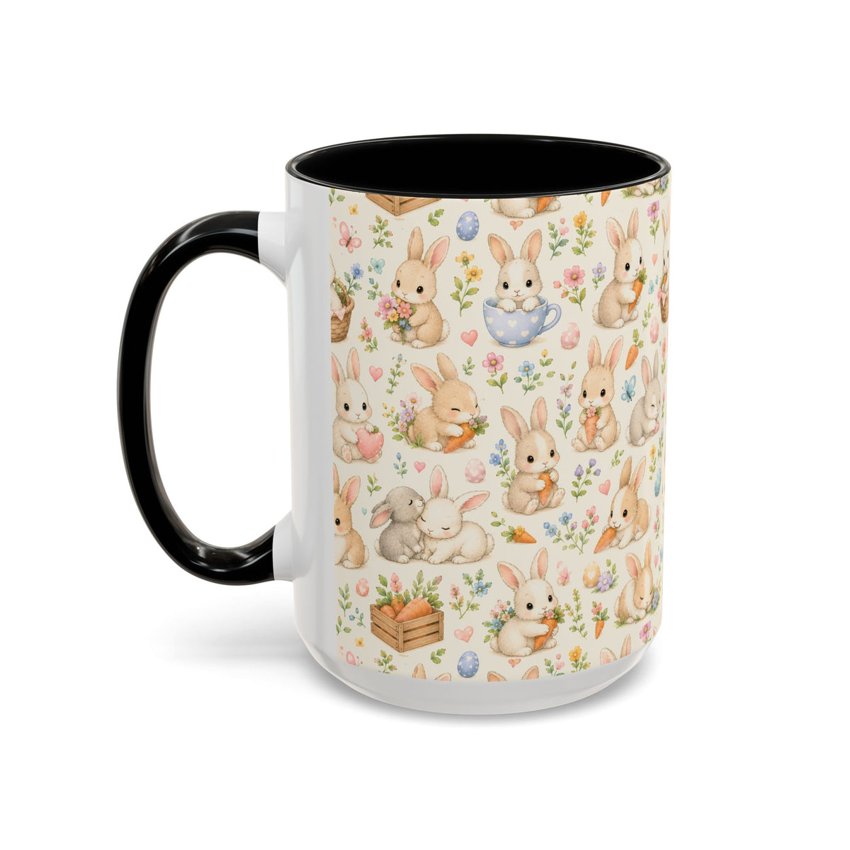 Accent Coffee Mug  (11/15 oz) - Pastel Bunny Garden Easter