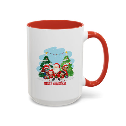Accent Coffee Mug - Super kiddo with santa claus Merry christmas - [[{"value":"Wonderwear Kid"}]]