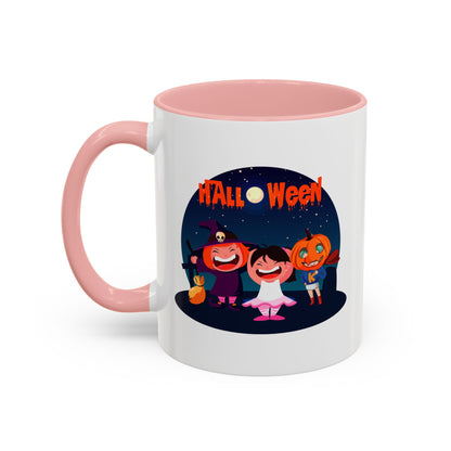 Accent Coffee Mug - Super kiddo wearing pumpkin - [[{"value":"Wonderwear Kid"}]]