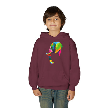 Youth hoodie with adorable elephant design Printify