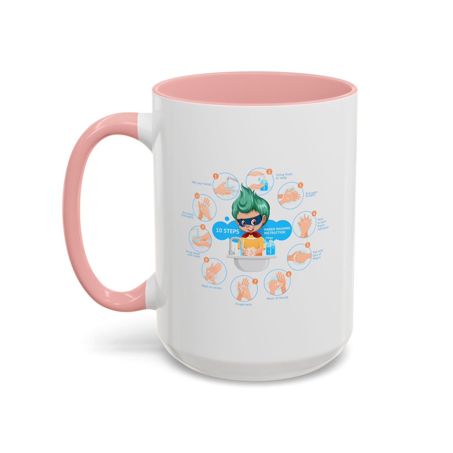Accent Coffee Mug - Super kiddo hand washing steps