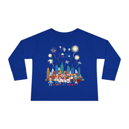 Toddler Long Sleeve Tee - Happy new year with fireworks - [[{"value":"Wonderwear Kid"}]]