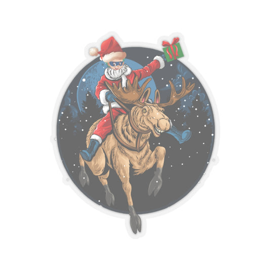 Kiss-Cut Stickers - Super kiddo riding a reindeer - [[{"value":"Wonderwear Kid"}]]