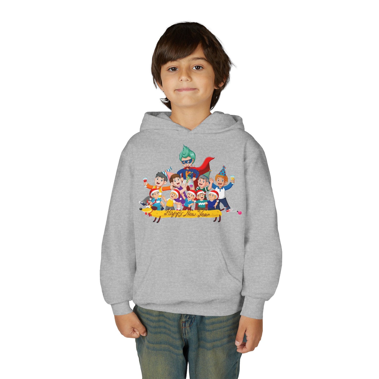 Youth Heavy Blend Hooded Sweatshirt - Happy new year with friends