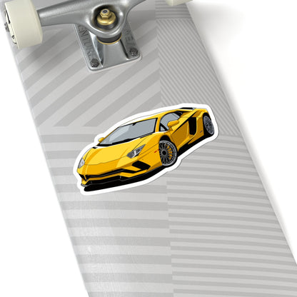 Kiss-Cut Vinyl Decals - Yellow super car Printify
