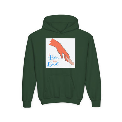 Youth Heavy Blend Hooded Sweatshirt -  Child and dad holding hands Printify