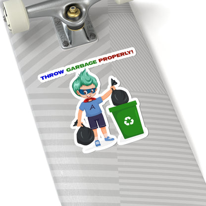 Kiss-Cut Stickers - Super kiddo taking trash out - [[{"value":"Wonderwear Kid"}]]