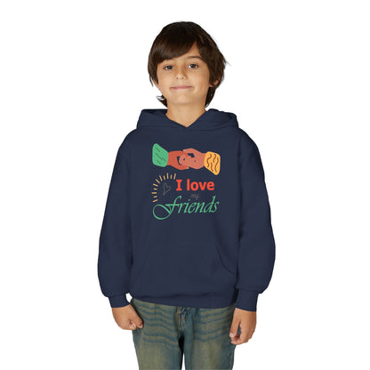 Youth Heavy Blend Hooded Sweatshirt - I love my friends Printify