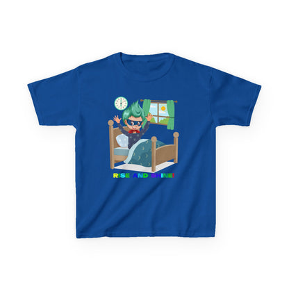 Kids Heavy Cotton™ Tee - Super kiddo teaches us to wake up early - [[{"value":"Wonderwear Kid"}]]