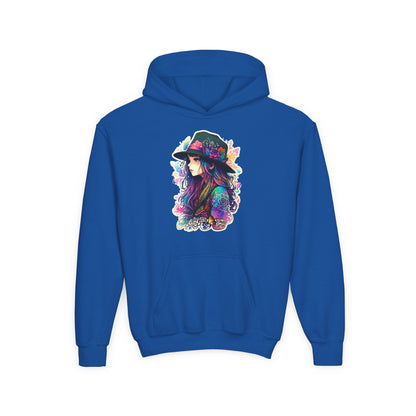 Youth Heavy Blend Hooded Sweatshirt - Beautiful Bohemian Floral Printify