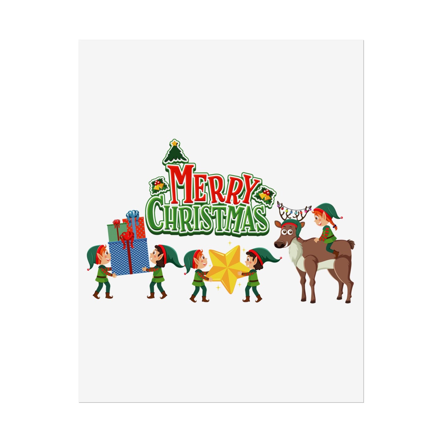Rolled Posters - Merry christmas and reindeer - [[{"value":"Wonderwear Kid"}]]
