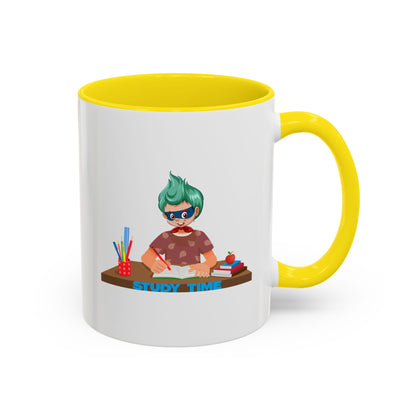 Accent Coffee Mug - Super kiddo studying - [[{"value":"Wonderwear Kid"}]]