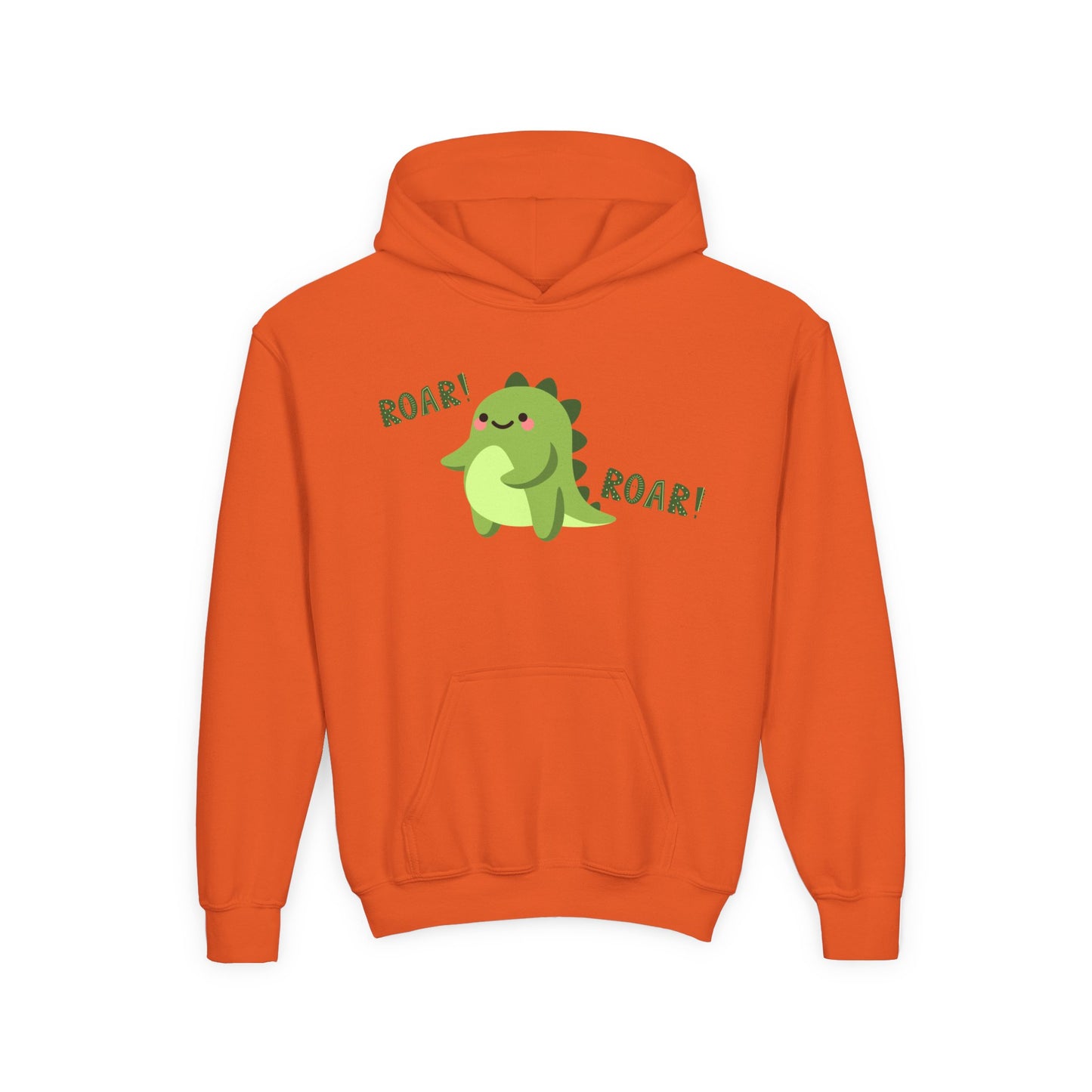 Youth Heavy Blend Hooded Sweatshirt - Cute Dinosaur Roar