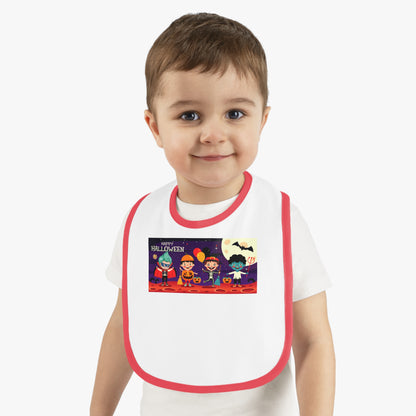 Baby Bib - Super kiddo with friends on holloween - [[{"value":"Wonderwear Kid"}]]