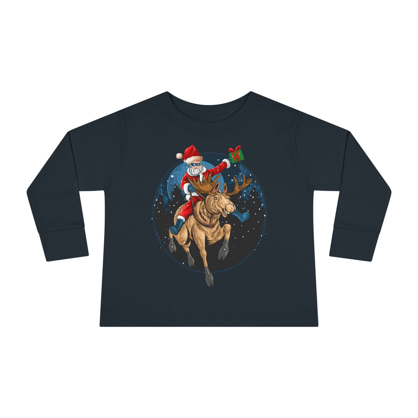 Toddler Long Sleeve Tee - Super kiddo riding a reindeer - [[{"value":"Wonderwear Kid"}]]