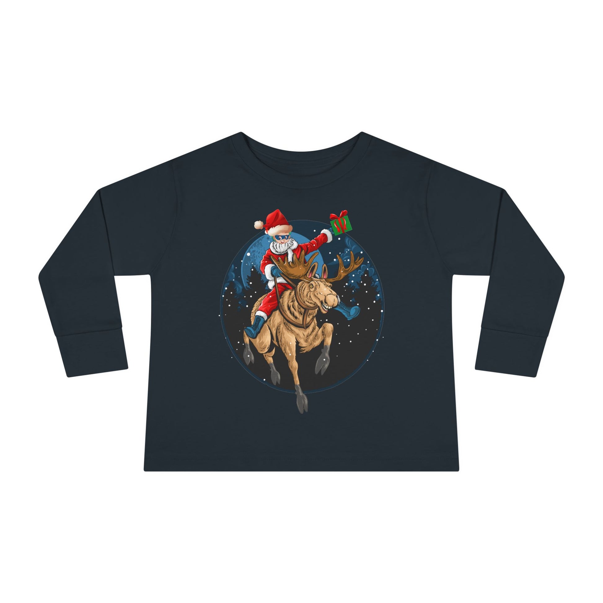 Toddler Long Sleeve Tee - Super kiddo riding a reindeer - [[{"value":"Wonderwear Kid"}]]