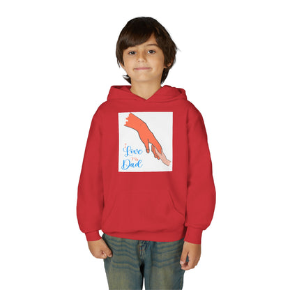 Youth Heavy Blend Hooded Sweatshirt -  Child and dad holding hands Printify