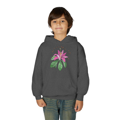 Youth Heavy Blend Hooded Sweatshirt - Purple flower Printify