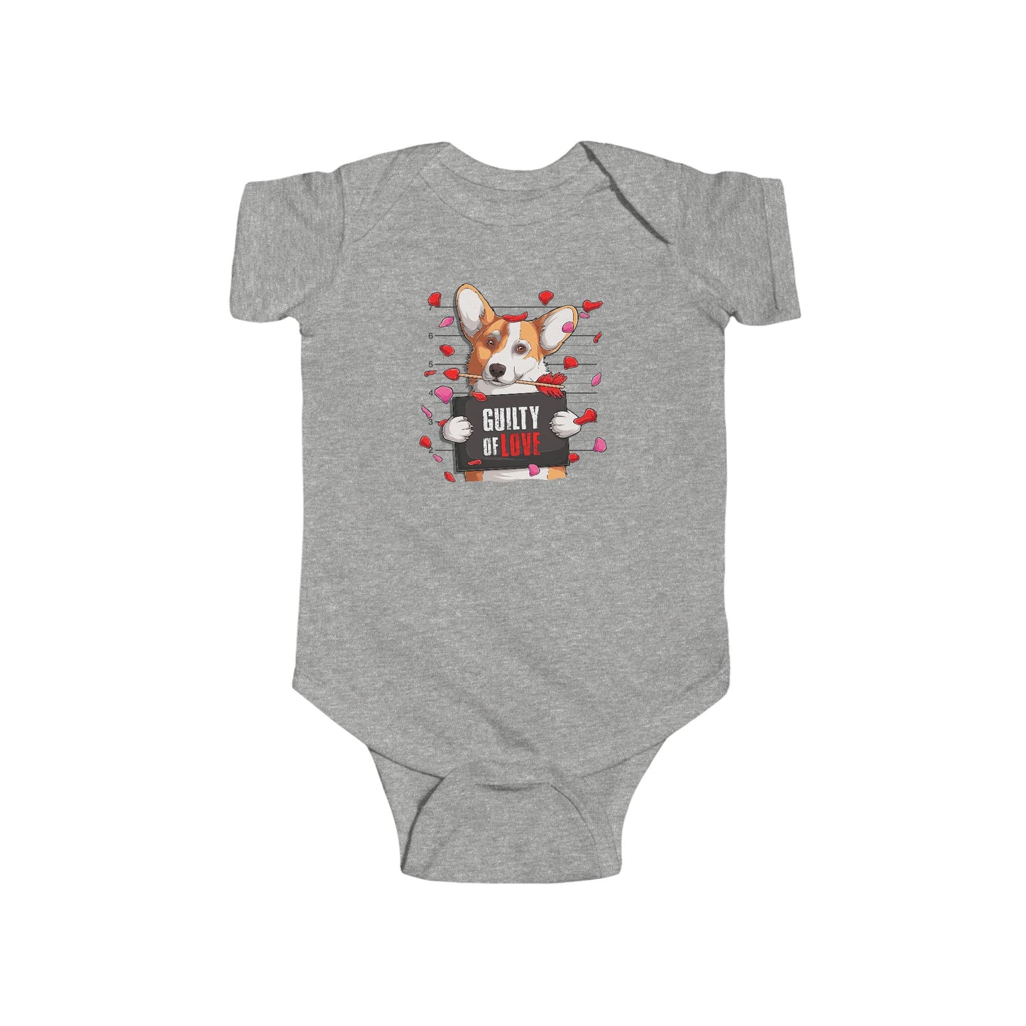 Infant Fine Jersey Bodysuit - Valentines -  Corgi Guilty of love - [[{"value":"Wonderwear Kid"}]]
