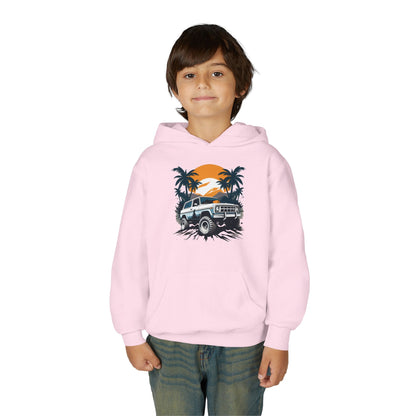 Youth Heavy Blend Hooded Sweatshirt - Off road car Printify