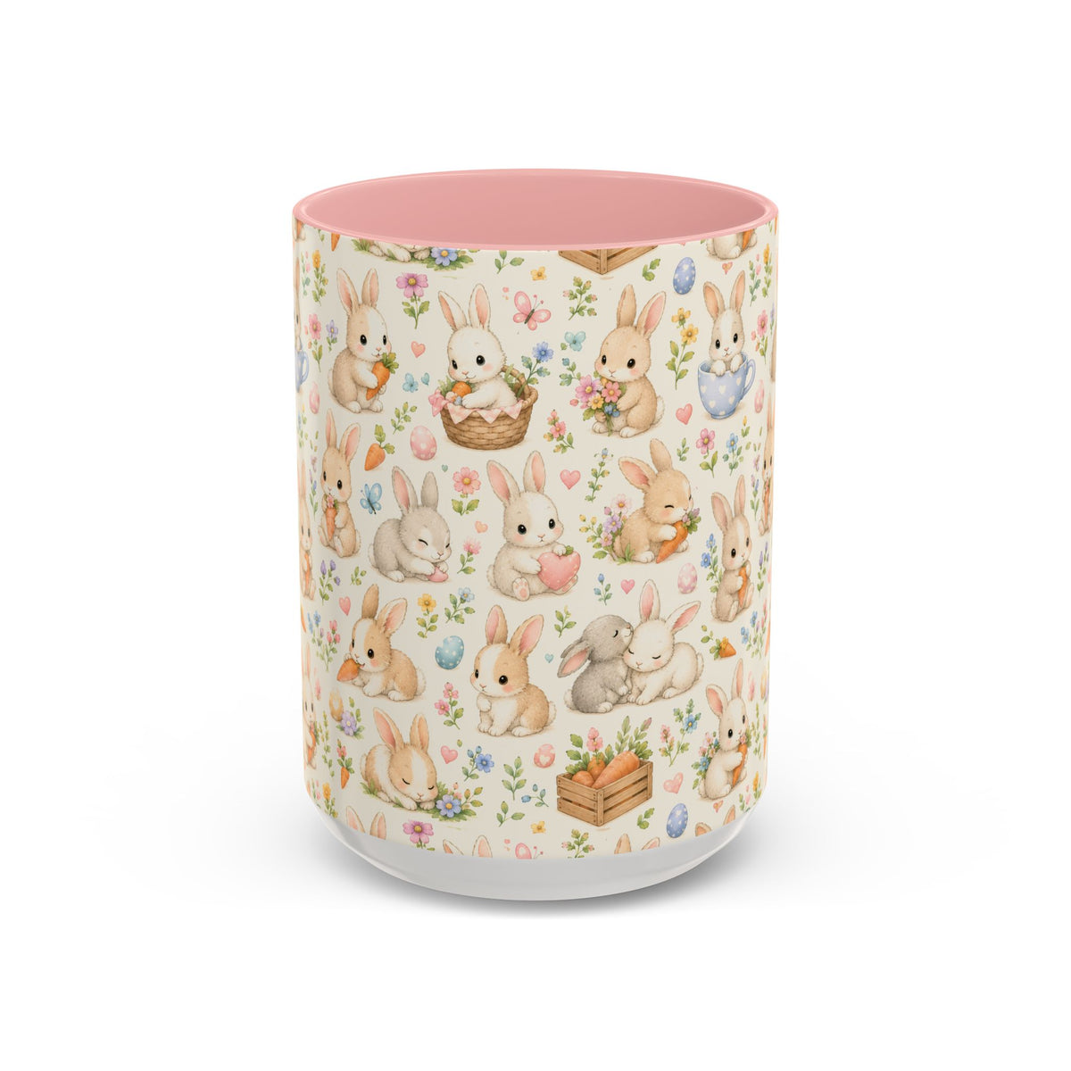 Accent Coffee Mug  (11/15 oz) - Pastel Bunny Garden Easter