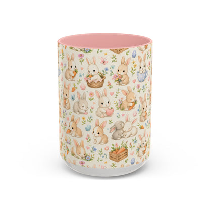 Accent Coffee Mug  (11/15 oz) - Pastel Bunny Garden Easter