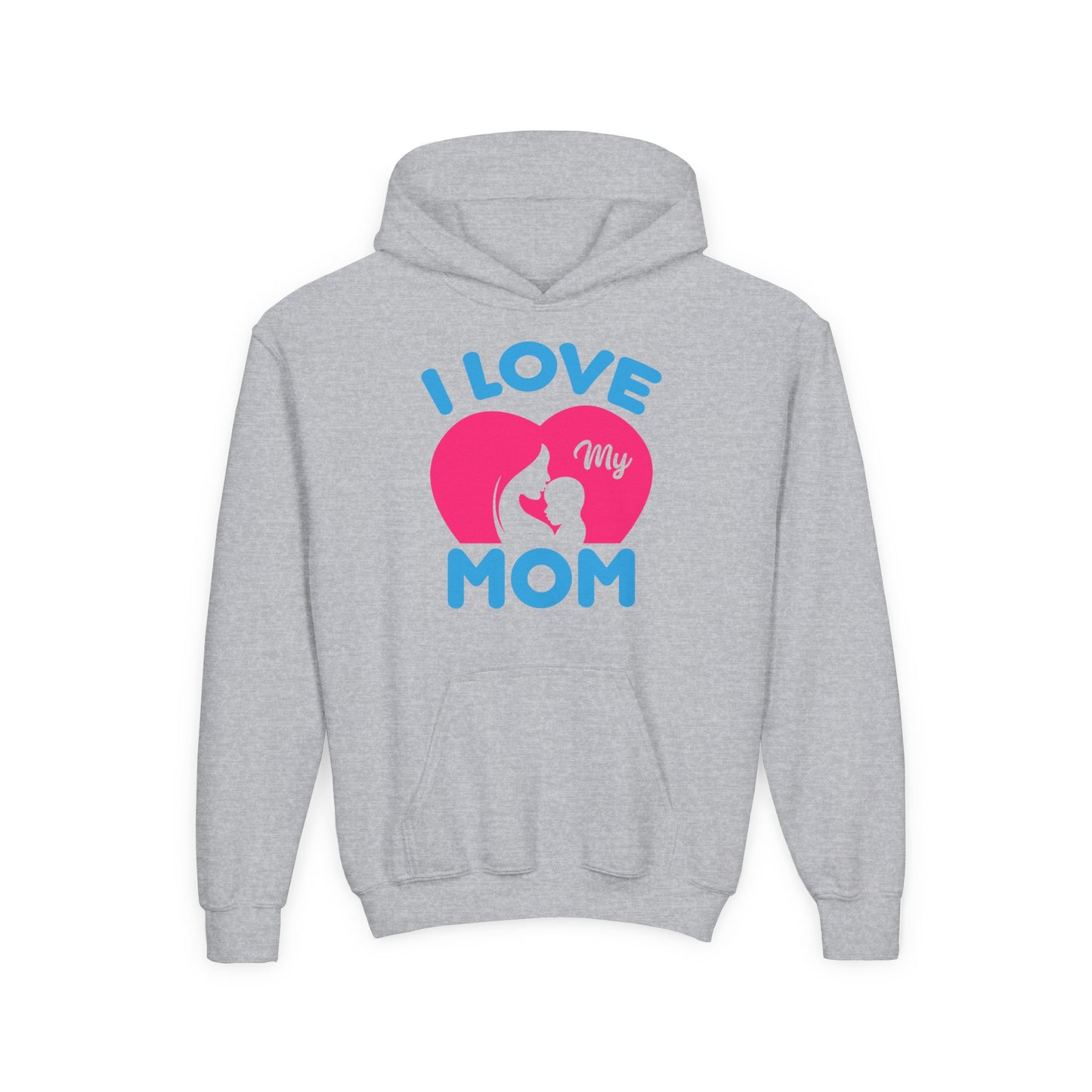 Youth Heavy Blend Hooded Sweatshirt -  i love my mom logo