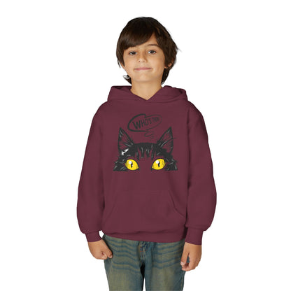 Youth Heavy Blend Hooded Sweatshirt -  Whos there cat Printify