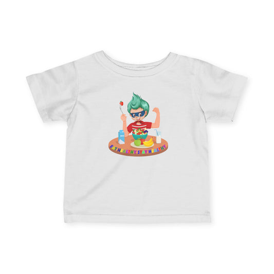 Infant Fine Jersey Tee - super kiddo eating healthy food