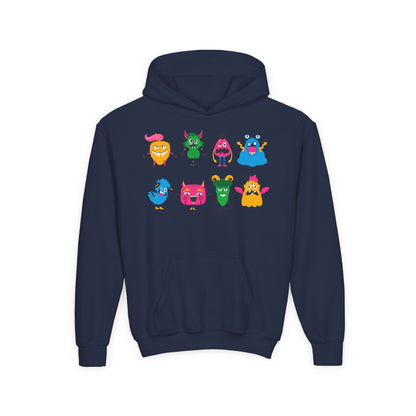 Youth Heavy Blend Hooded Sweatshirt - Set of monsters Printify