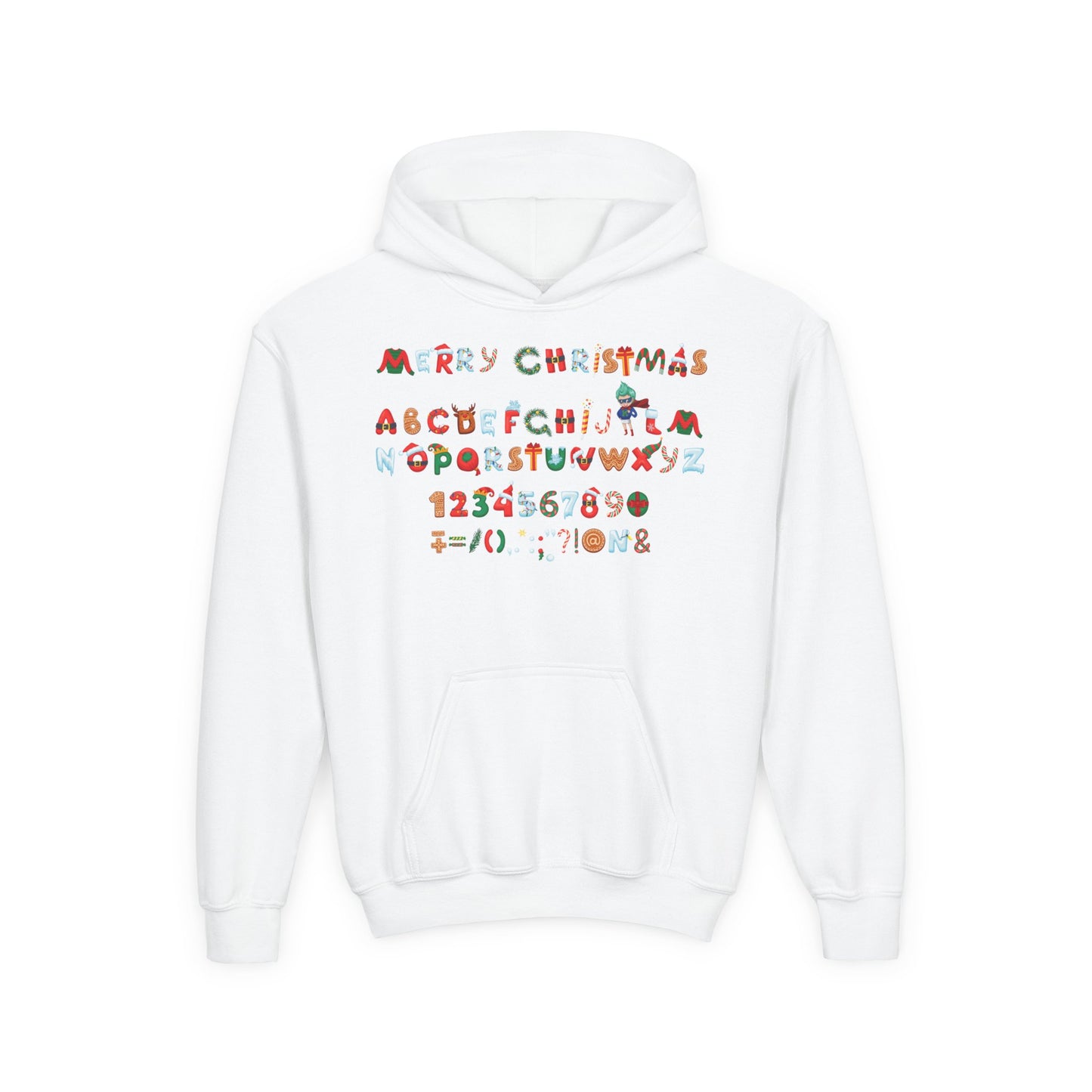 Youth Heavy Blend Hooded Sweatshirt - Christmas alphabet