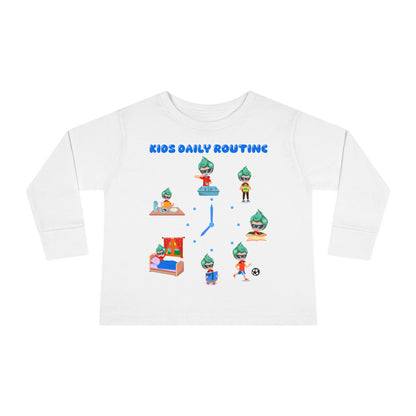 Toddler Long Sleeve Tee - Super kiddo daily routine - [[{"value":"Wonderwear Kid"}]]