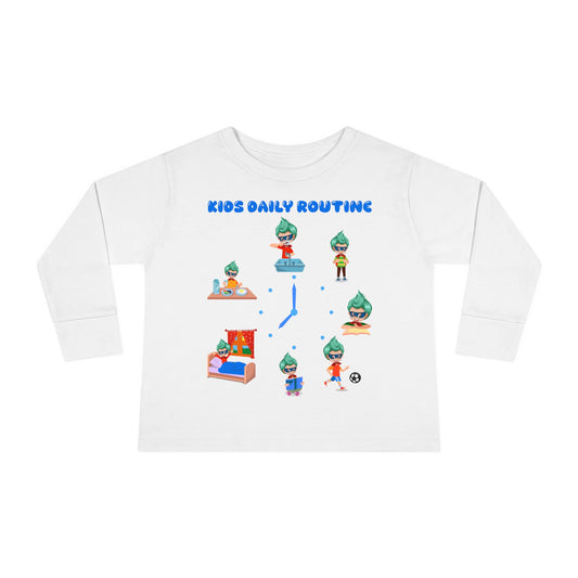 Toddler Long Sleeve Tee - Super kiddo daily routine - [[{"value":"Wonderwear Kid"}]]