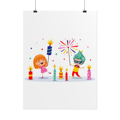 Rolled Posters - Super kiddo lighting fireworks - [[{"value":"Wonderwear Kid"}]]