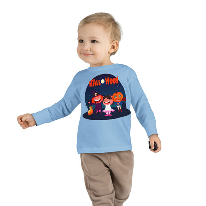 Toddler Long Sleeve Tee - Super kiddo wearing pumpkin - [[{"value":"Wonderwear Kid"}]]