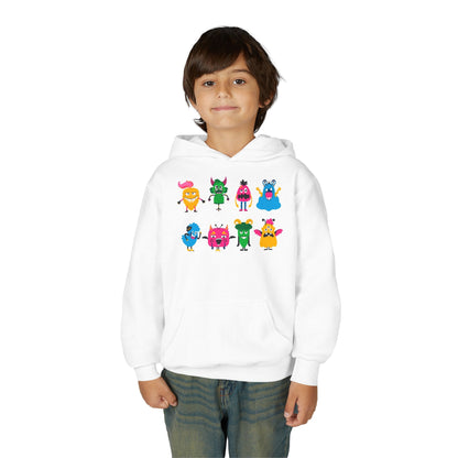 Youth Heavy Blend Hooded Sweatshirt - Set of monsters Printify