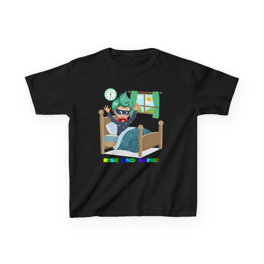 Kids Heavy Cotton™ Tee - Super kiddo teaches us to wake up early - [[{"value":"Wonderwear Kid"}]]