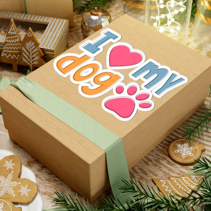 Kiss-Cut Vinyl Decals - I love my dog Printify