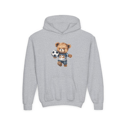 Kids Soccer Bear Hoodie Printify