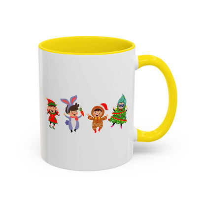 Accent Coffee Mug - Super kiddo in christmas tree attire - [[{"value":"Wonderwear Kid"}]]