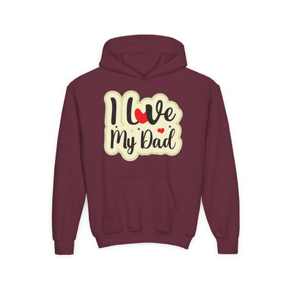 Youth Heavy Blend Hooded Sweatshirt - i love my dad Printify