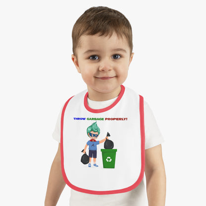 Baby Bib - Super kiddo taking trash out - [[{"value":"Wonderwear Kid"}]]