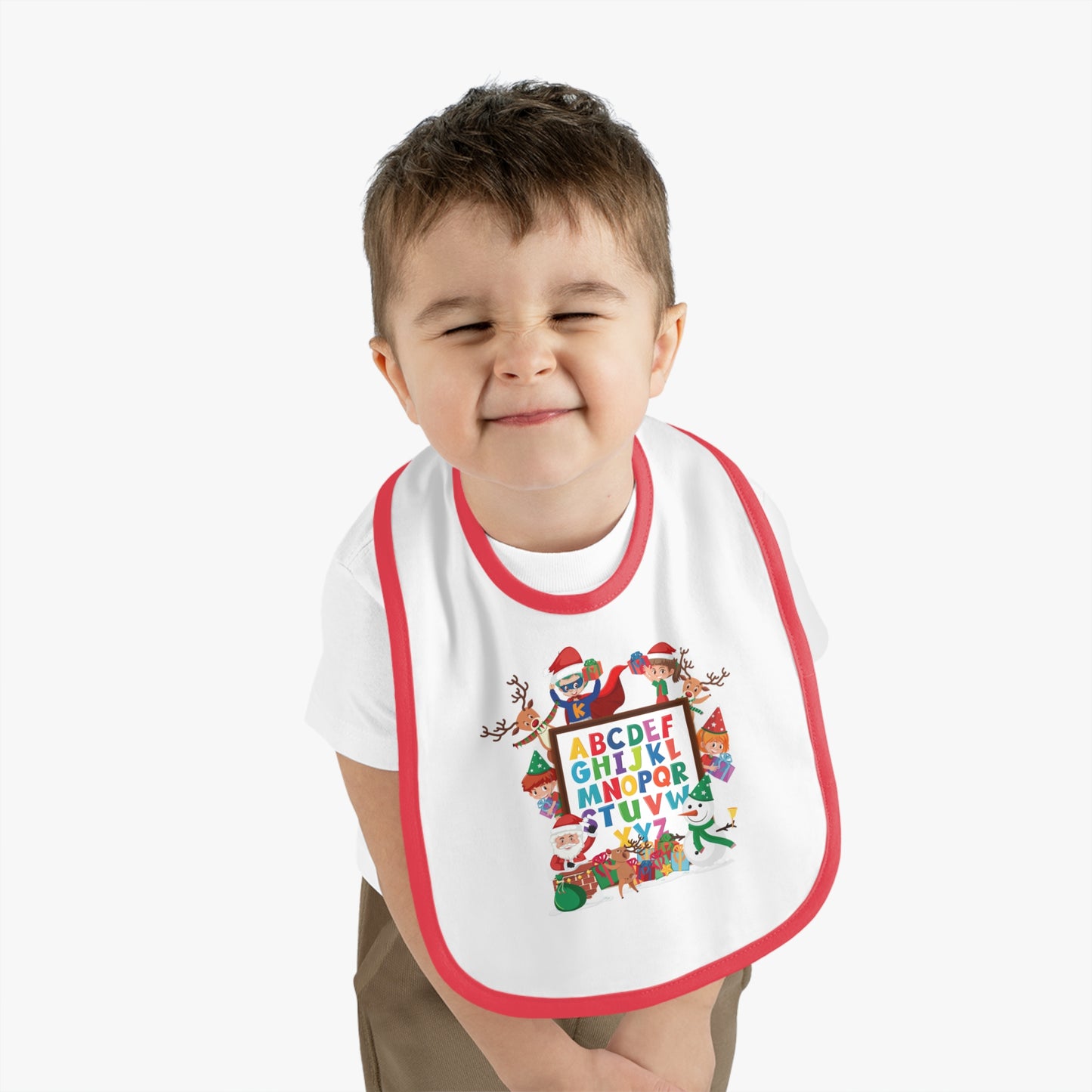 Baby Bib - Christmas alphabet with super kiddo